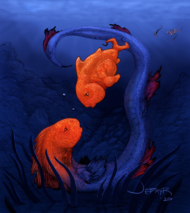Be Careful Little Fishies - Digital Painting Using Krita - Copyright, 2020, Jephyr! All Rights Reserved